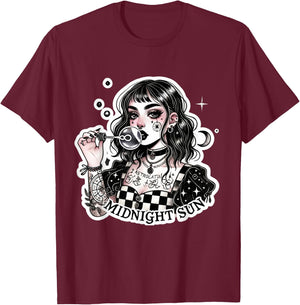 Cute Tattooed Goth Girl with Soap Bubbles Grunge Punk Egirl T-Shirt - T-Shirt | Maroon
