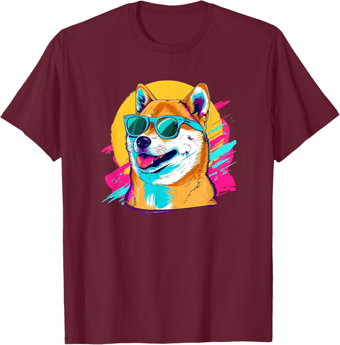 Doge Meme Lover Retro Vintage 80s Shiba Inu T-Shirt - T-Shirt | Maroon