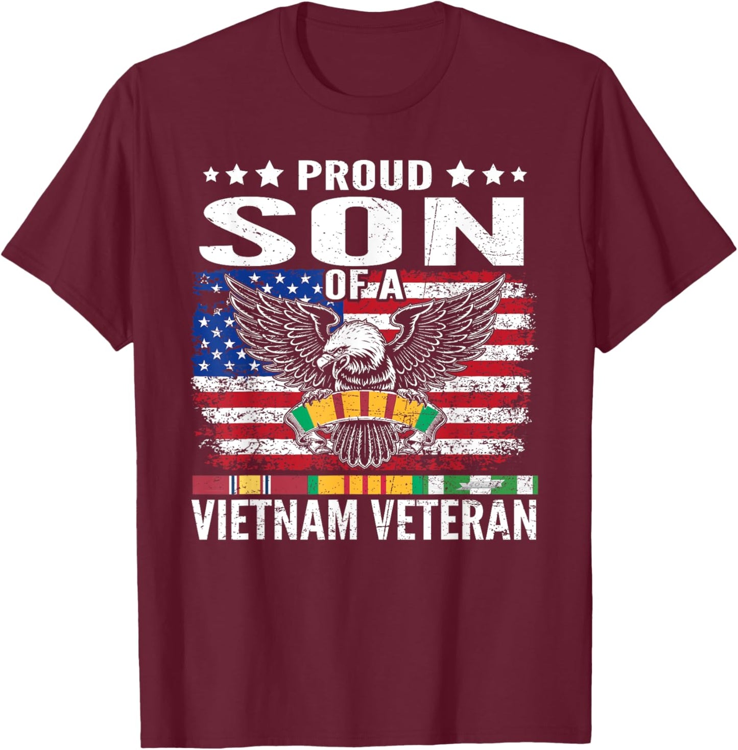Proud Son Of A Vietnam Veteran Family Matching T-Shirt - T-Shirt | Maroon