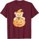 Cute Teddy Bear Pumpkin, Halloween Witch, Adorable Fall T-Shirt - T-Shirt | Maroon