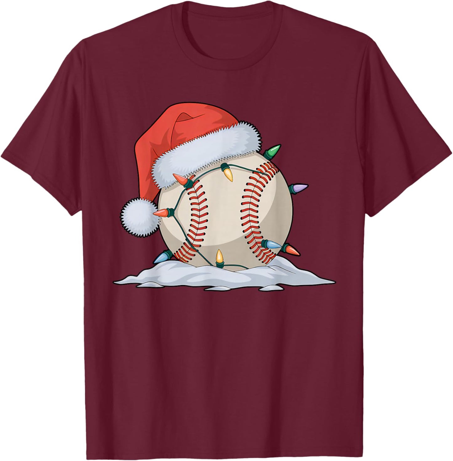 Christmas Baseball Player Santa Sports Design Boys T-Shirt - T-Shirt | Maroon