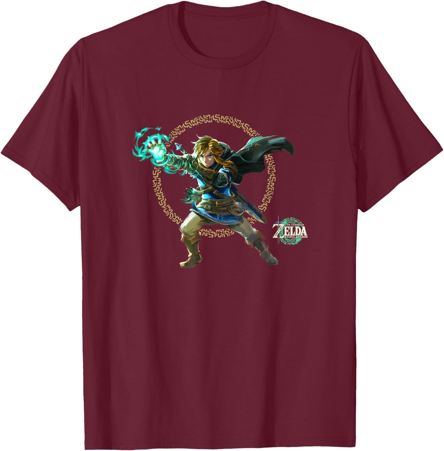 The Legend of Zelda Tears Of The Kingdom Link Epic Poster T-Shirt - T-Shirt | Maroon