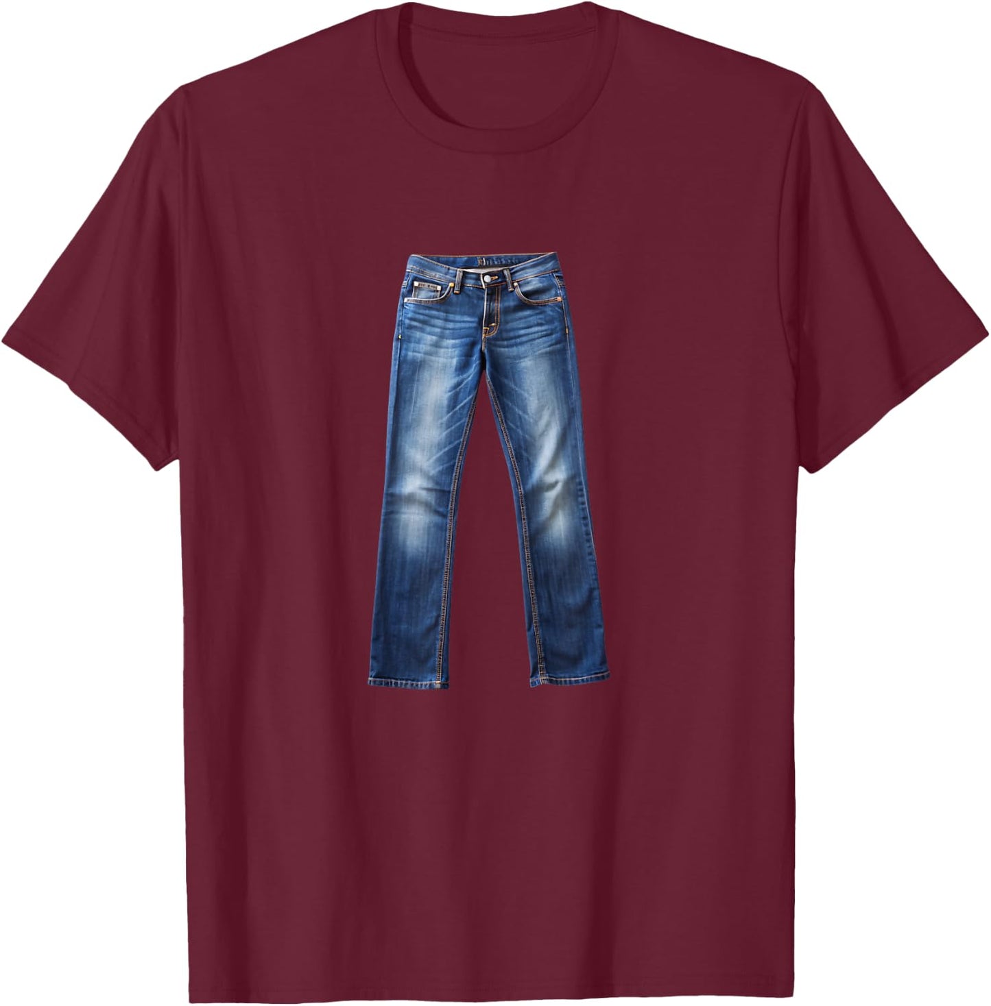Classic Generic Blue Jeans Graphic - Minimalist Denim Humor T-Shirt - T-Shirt | Maroon