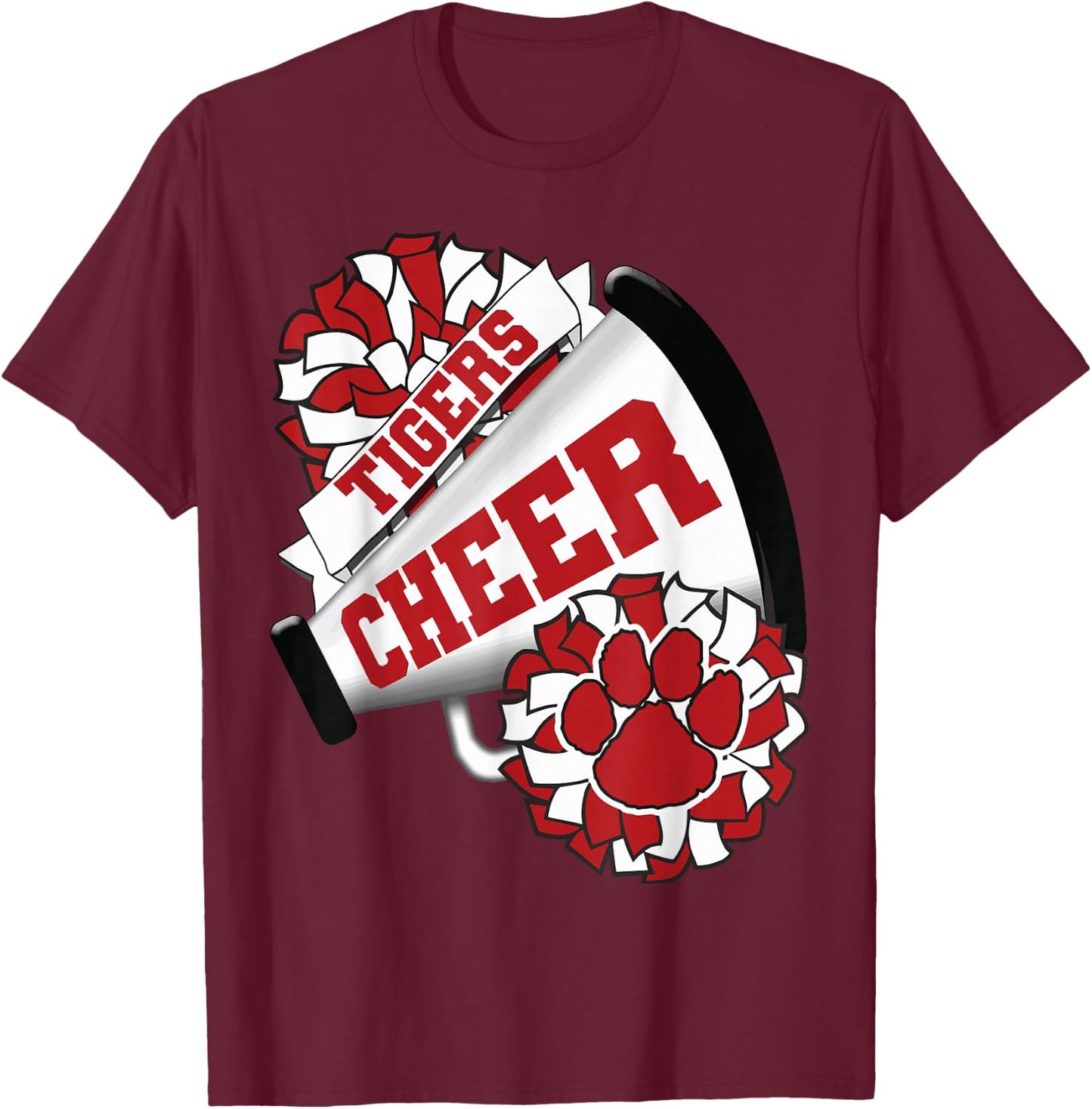 Tigers Cheerleading Back To School Cheer Team Spirit Red T-Shirt - T-Shirt | Maroon