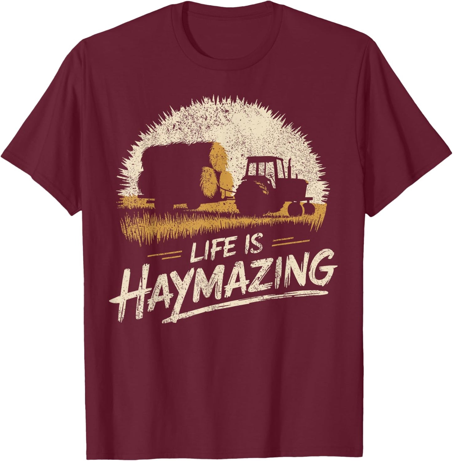 Hay Season Farmer T-Shirt - T-Shirt | Maroon