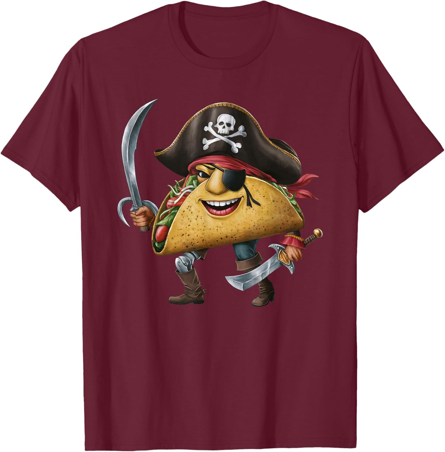 Tacos Pirate Halloween Kids Pirate Funny T-Shirt - T-Shirt | Maroon