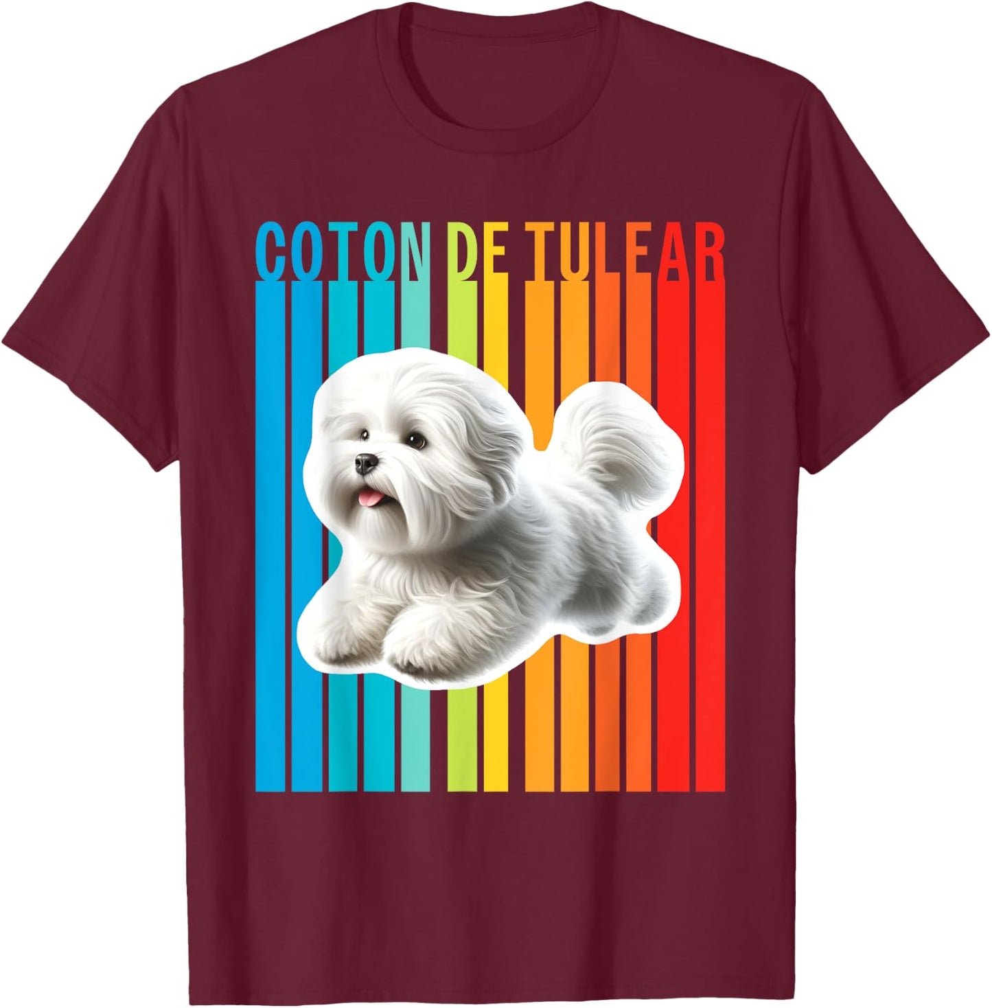 Colorful Coton de Tulear T-Shirt - T-Shirt | Maroon