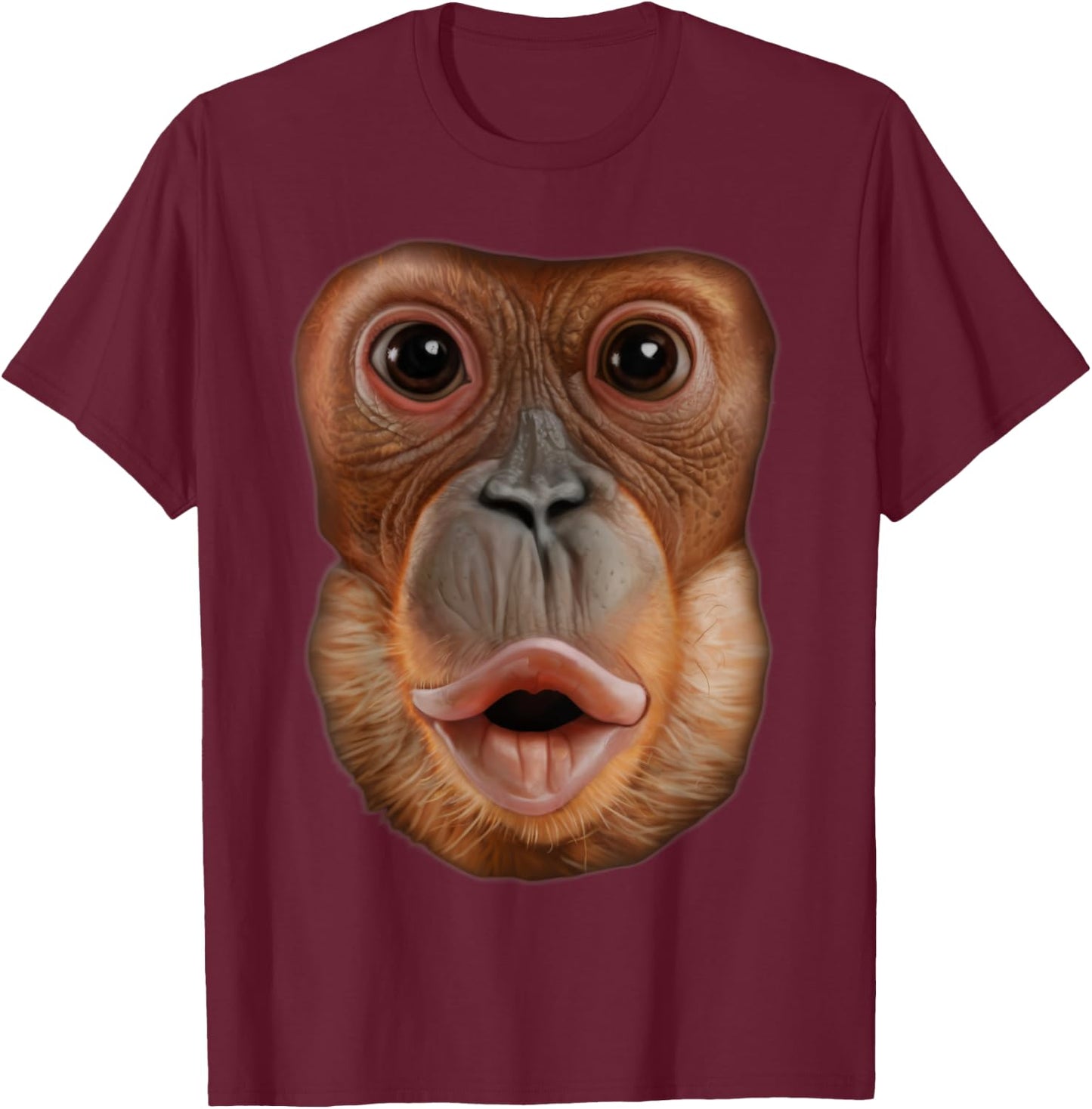 Monkey Stomach Funny Meme Ape Gorilla T-Shirt - T-Shirt | Maroon