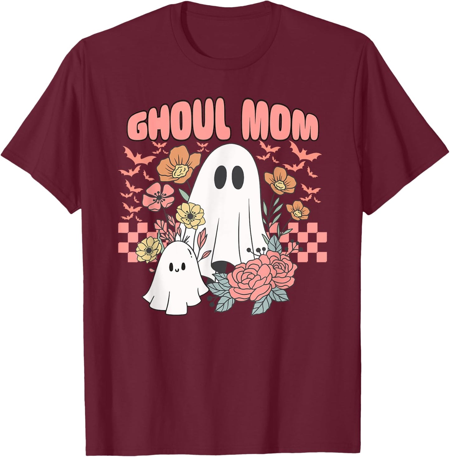 Ghoul Mom Halloween Ghost Spooky Season Retro Mama T-Shirt - T-Shirt | Maroon