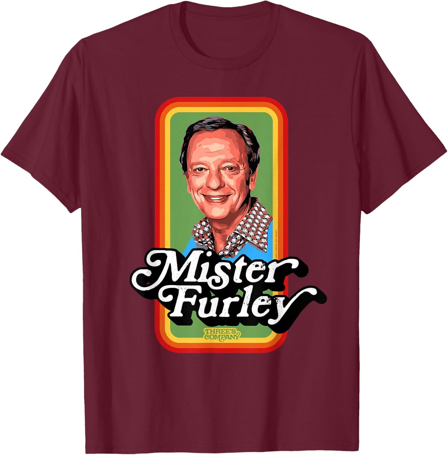 Mister Furley Three's Company Retro 80's T-Shirt - T-Shirt | Maroon