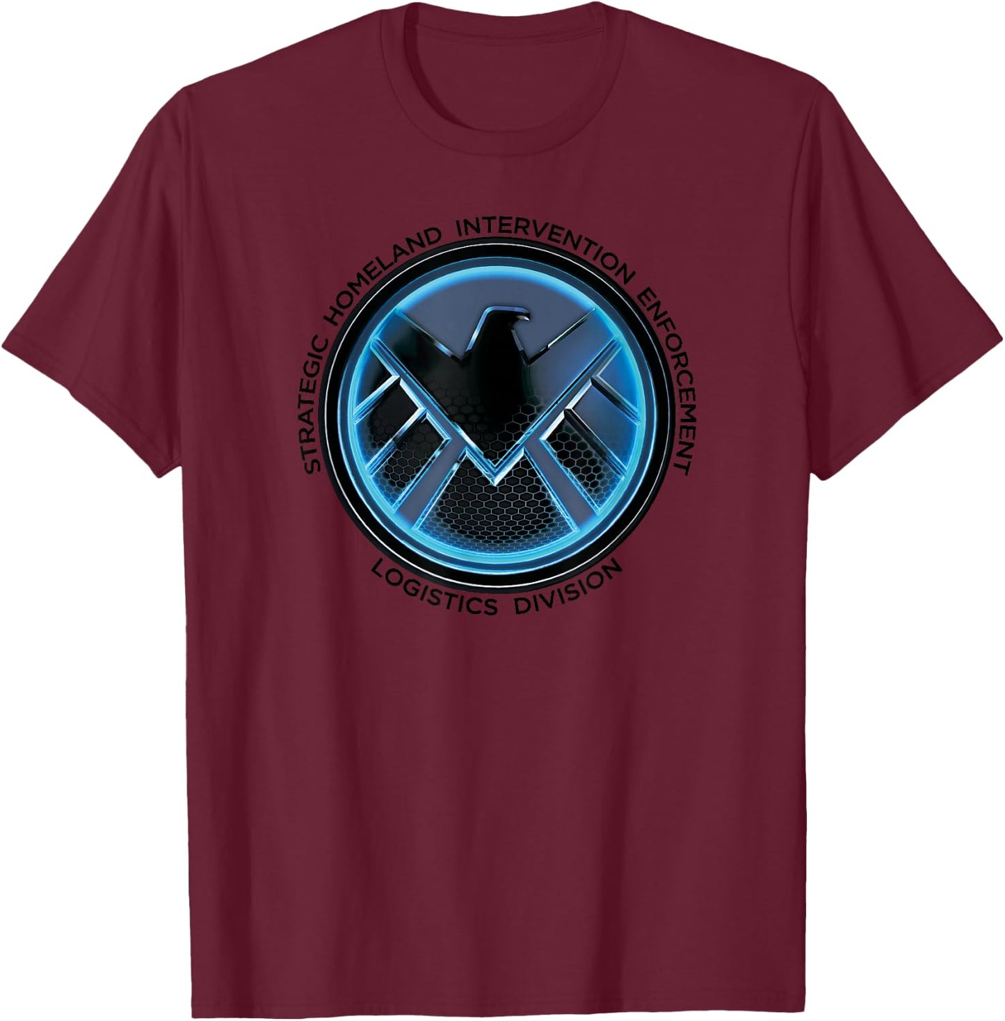 Marvel Comics Retro S.H.I.E.L.D Logistics Logo T-Shirt - T-Shirt | Maroon
