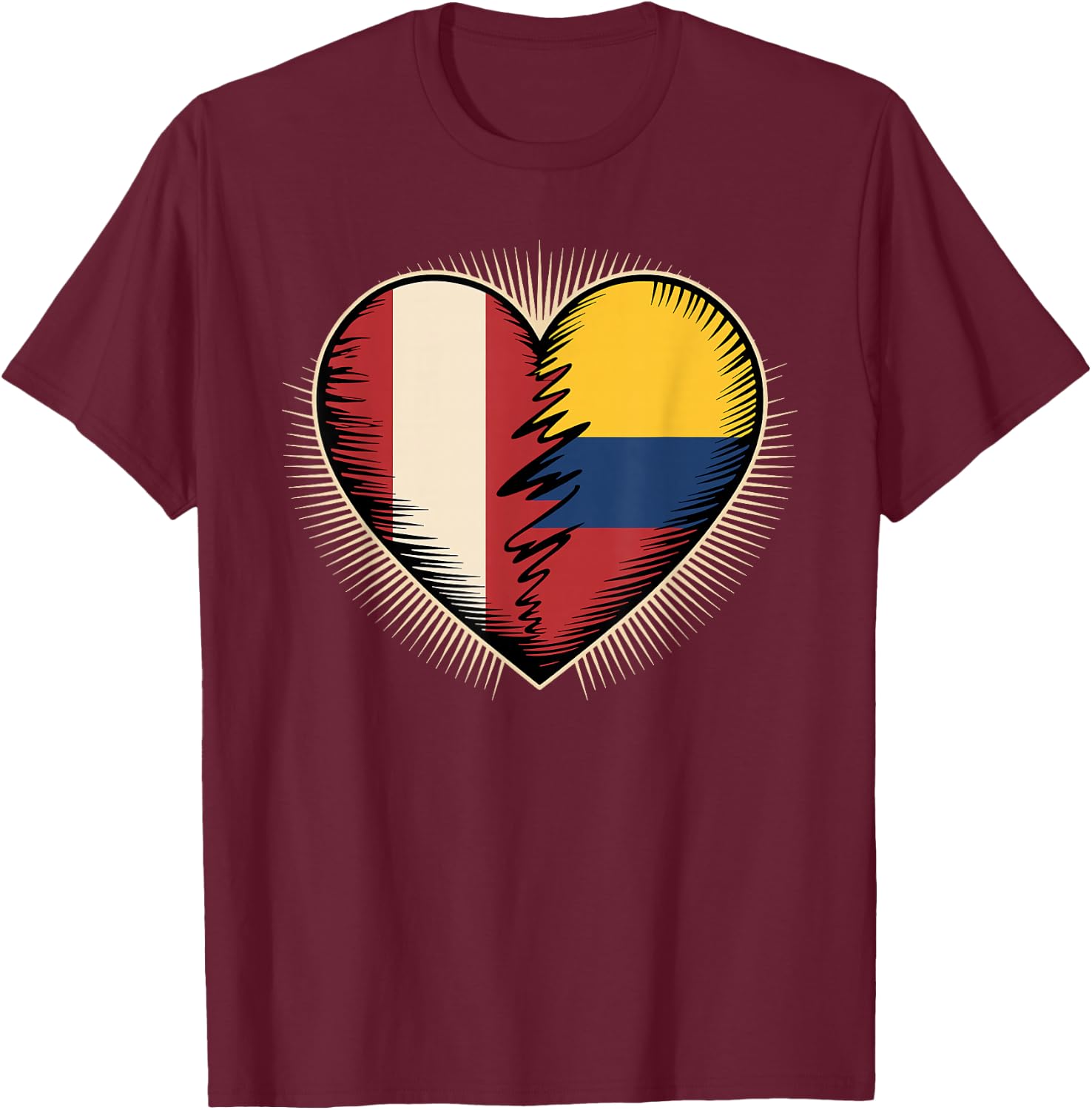 Half Peruvian Colombian Roots Peru Colombia T-Shirt - T-Shirt | Maroon