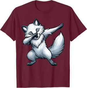 Dabbing Arctic Fox Lover Artic Fox Polar Region White Animal T-Shirt - T-Shirt | Maroon