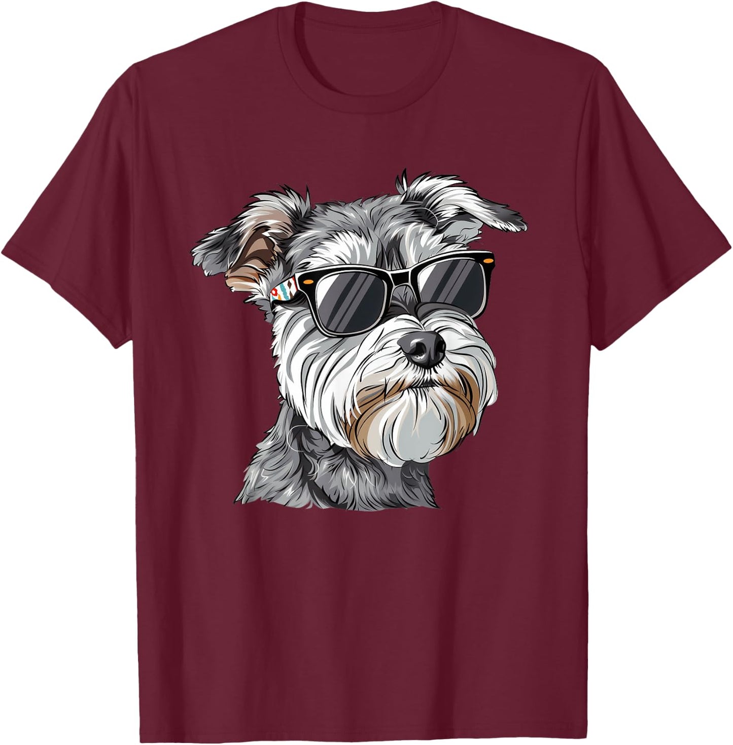 Miniature Schnazuer Mini Schnauzer Dog Sunglasses T-Shirt - T-Shirt | Maroon
