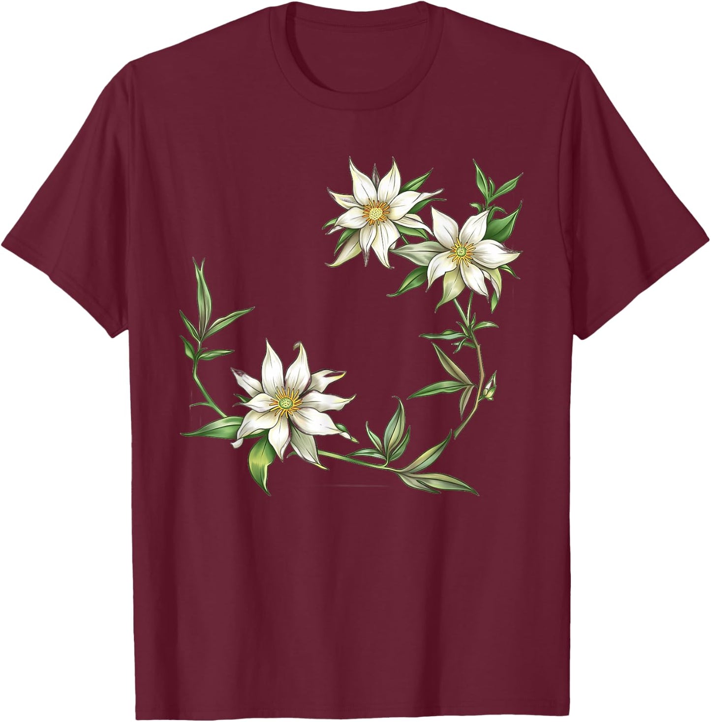 Edelweiss In A Frame T-Shirt - T-Shirt | Maroon