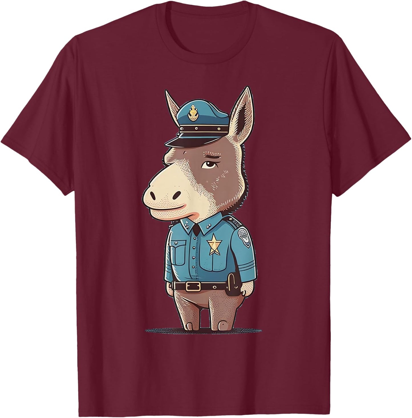 Police Officer Donkey Cop on Police Donkey T-Shirt - T-Shirt | Maroon