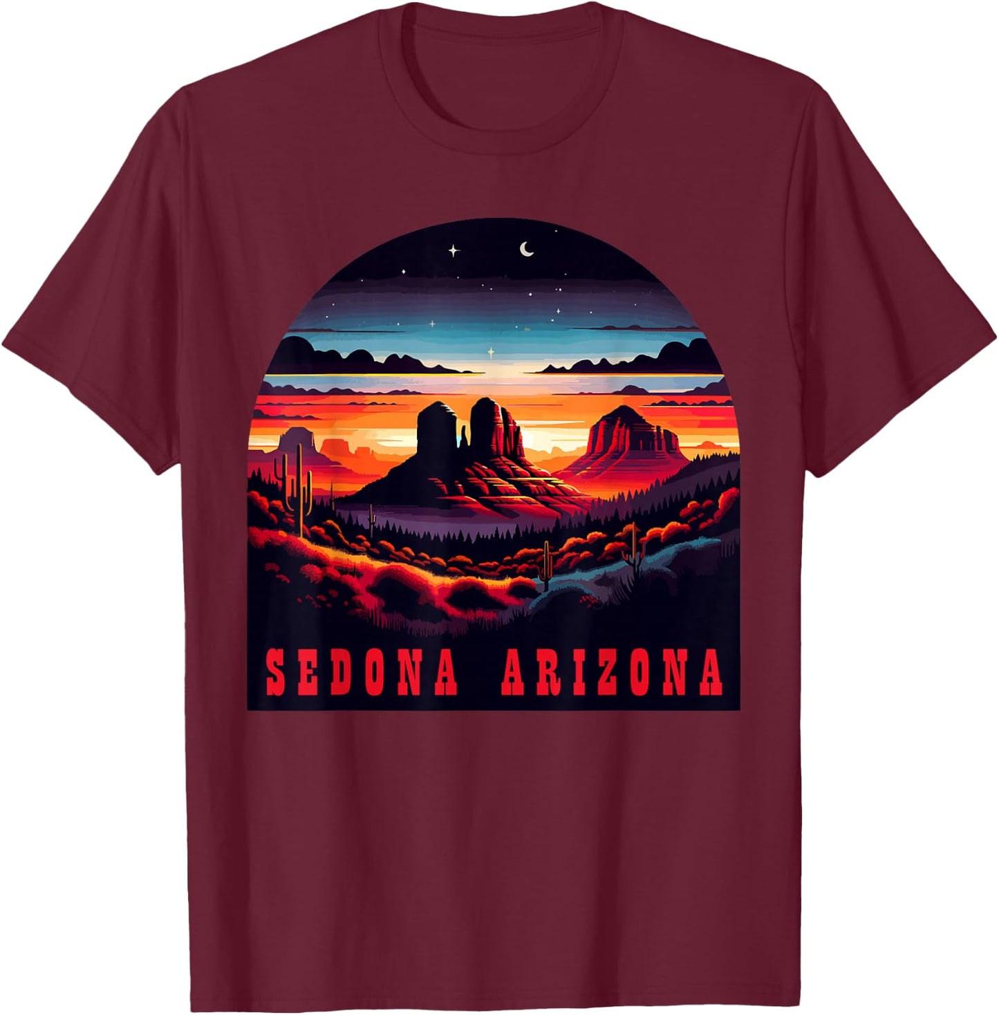 Sedona AZ Hiking Outdoors Mountain Sedona USA Retro Vintage T-Shirt - T-Shirt | Maroon