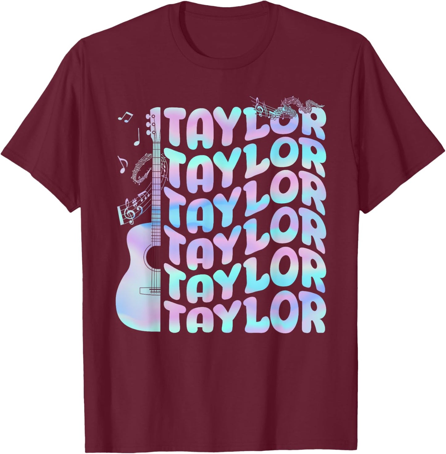 Taylor First Name I Love Taylor Personalized Groovy Tie Dye T-Shirt - T-Shirt | Maroon