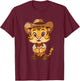 Cute Cowboy Tiger T-Shirt - T-Shirt | Maroon