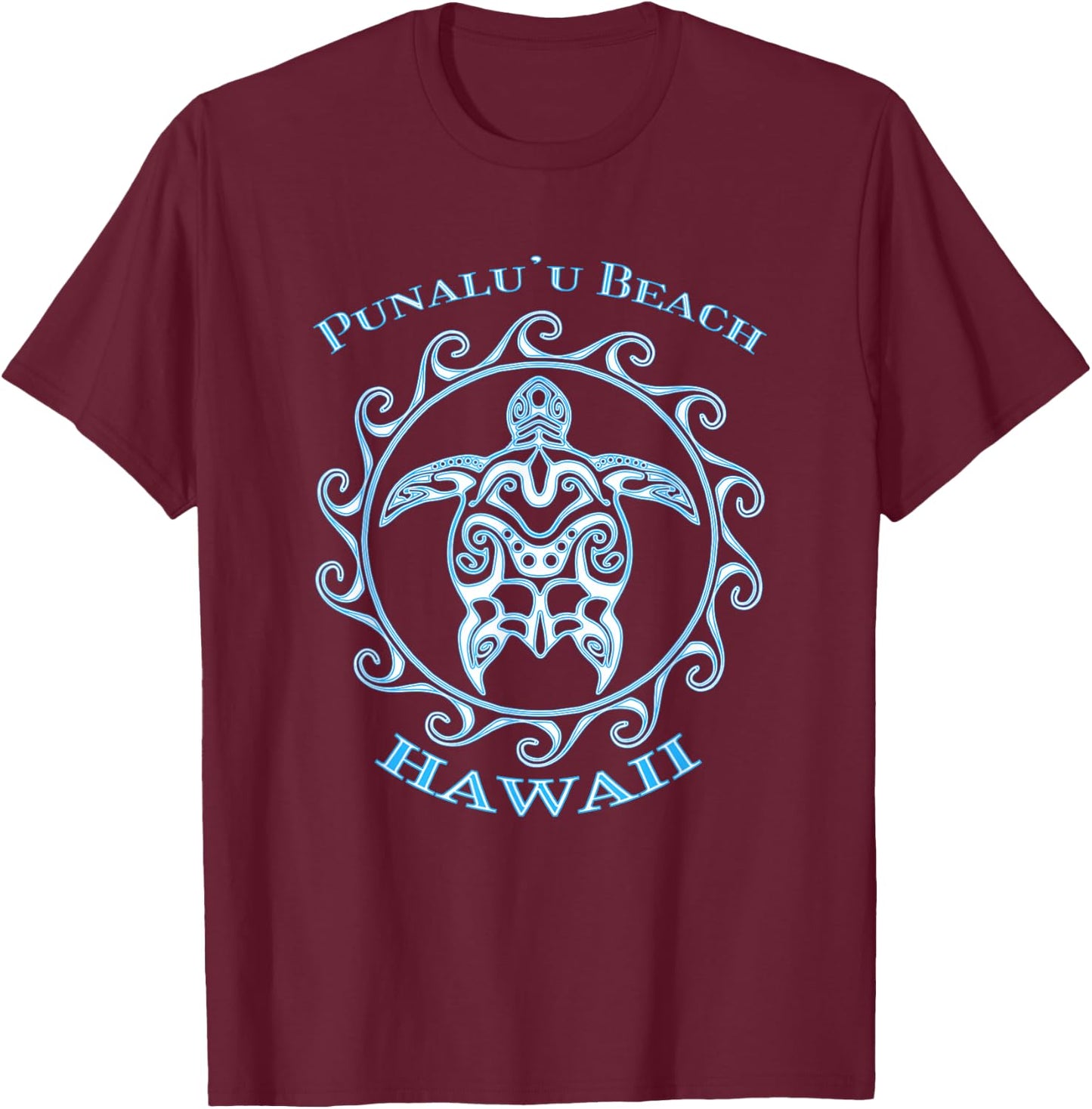 Punalu'u Beach Hawaii Tribal Sea Turtle Summer T-Shirt - T-Shirt | Maroon