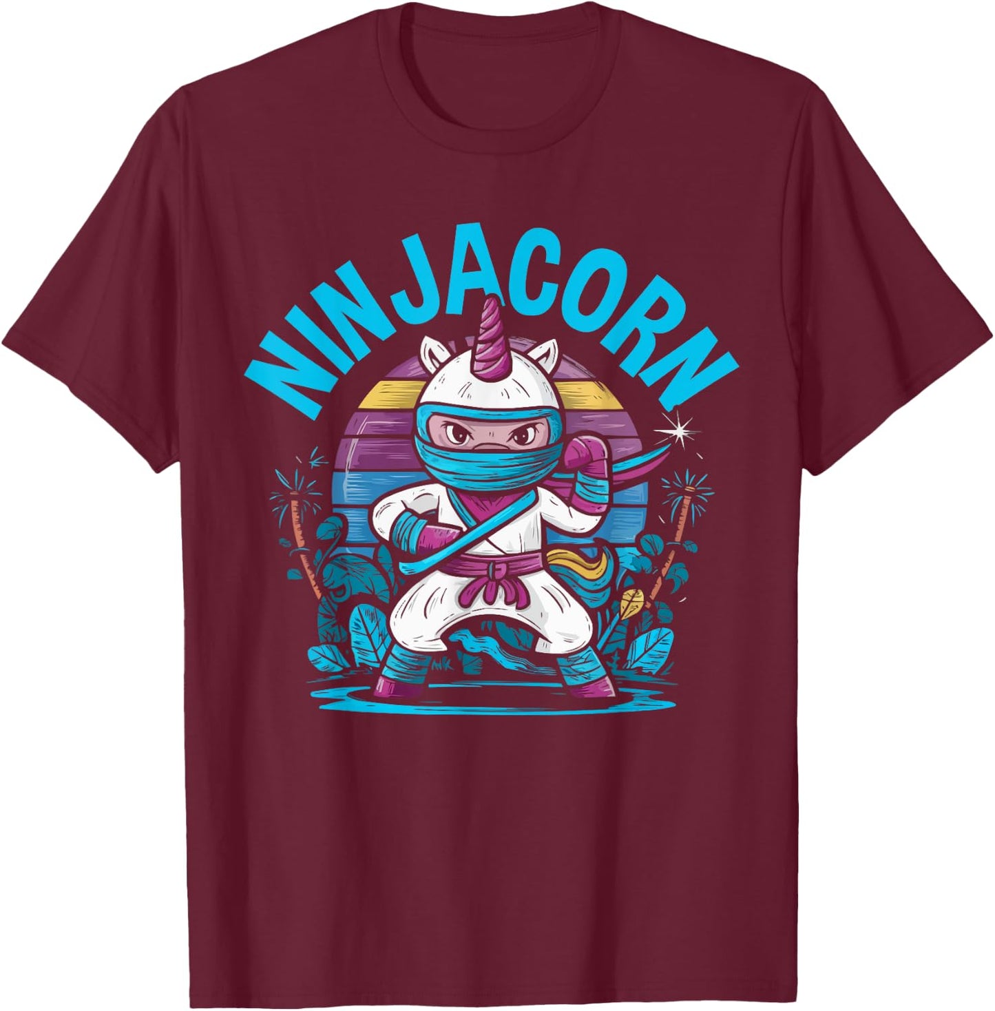 Ninjacorn Unicorn Lover Shuriken Kunai Shinobi Ninja T-Shirt - T-Shirt | Maroon