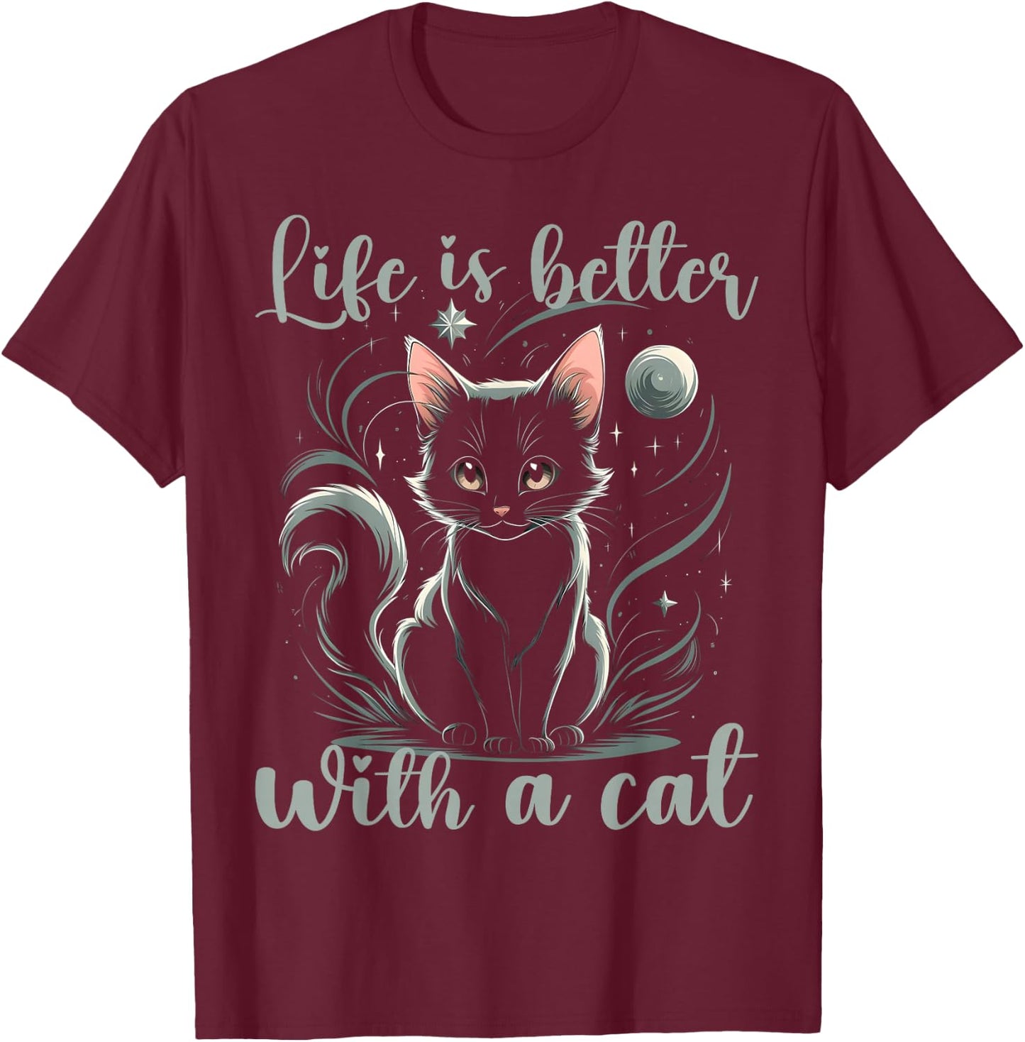 Cats Lover Funny Cute Cat T-Shirt - T-Shirt | Maroon