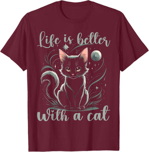 Cats Lover Funny Cute Cat T-Shirt - T-Shirt | Maroon