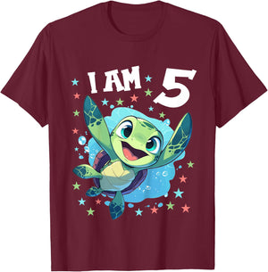 5 Years old 5 birthday Sea Turtles Boy Girl Sea Turtle T-Shirt - T-Shirt | Maroon