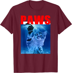 PAWS Funny Cat . Parody For Shark And Cat Lovers T-Shirt - T-Shirt | Maroon