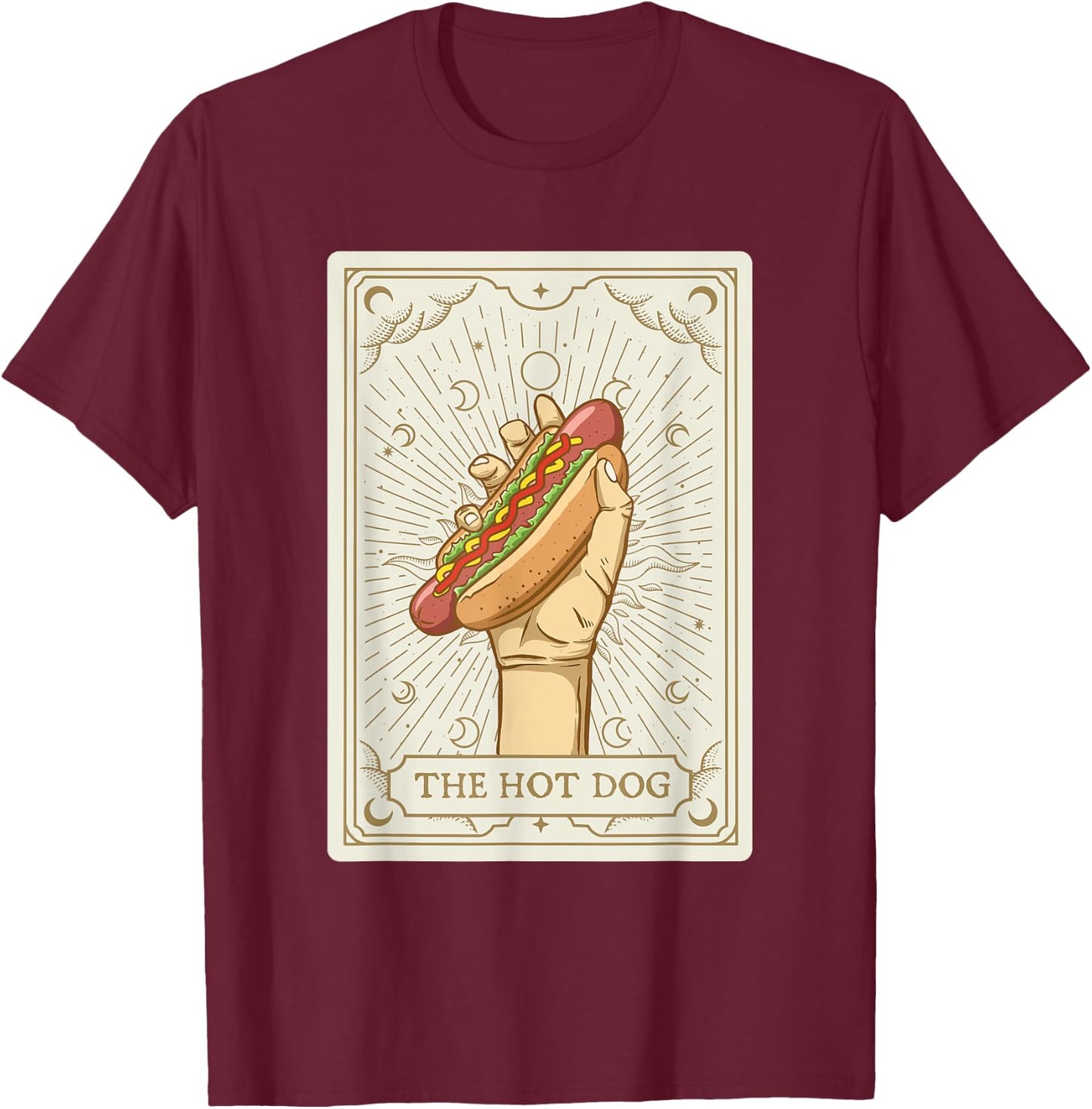 Hot Dog Tarot - Hot Dog Lover Fast Food Wiener Men Women Kids T-Shirt - T-Shirt | Maroon