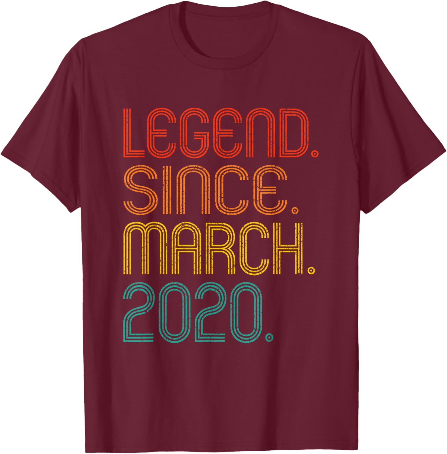 Legend Since March 2020 Birthday Idea 2020 Men Women Vintage T-Shirt - T-Shirt | Maroon
