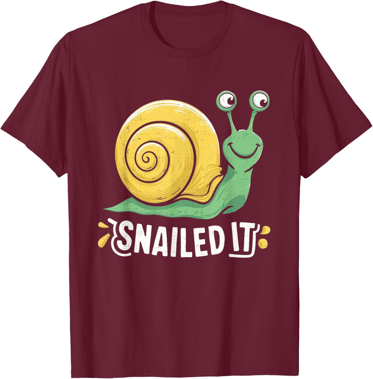 Funny Pun Snail Women Boys Girls Kids Snailed It T-Shirt - T-Shirt | Maroon