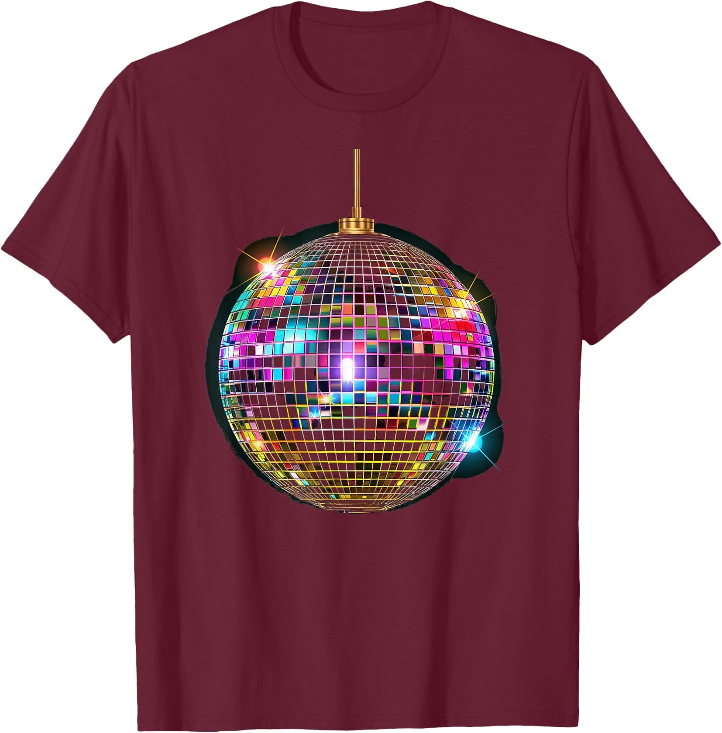 Coloured Disco Ball Vintage Retro House Disco Ball Cool Party T-Shirt - T-Shirt | Maroon