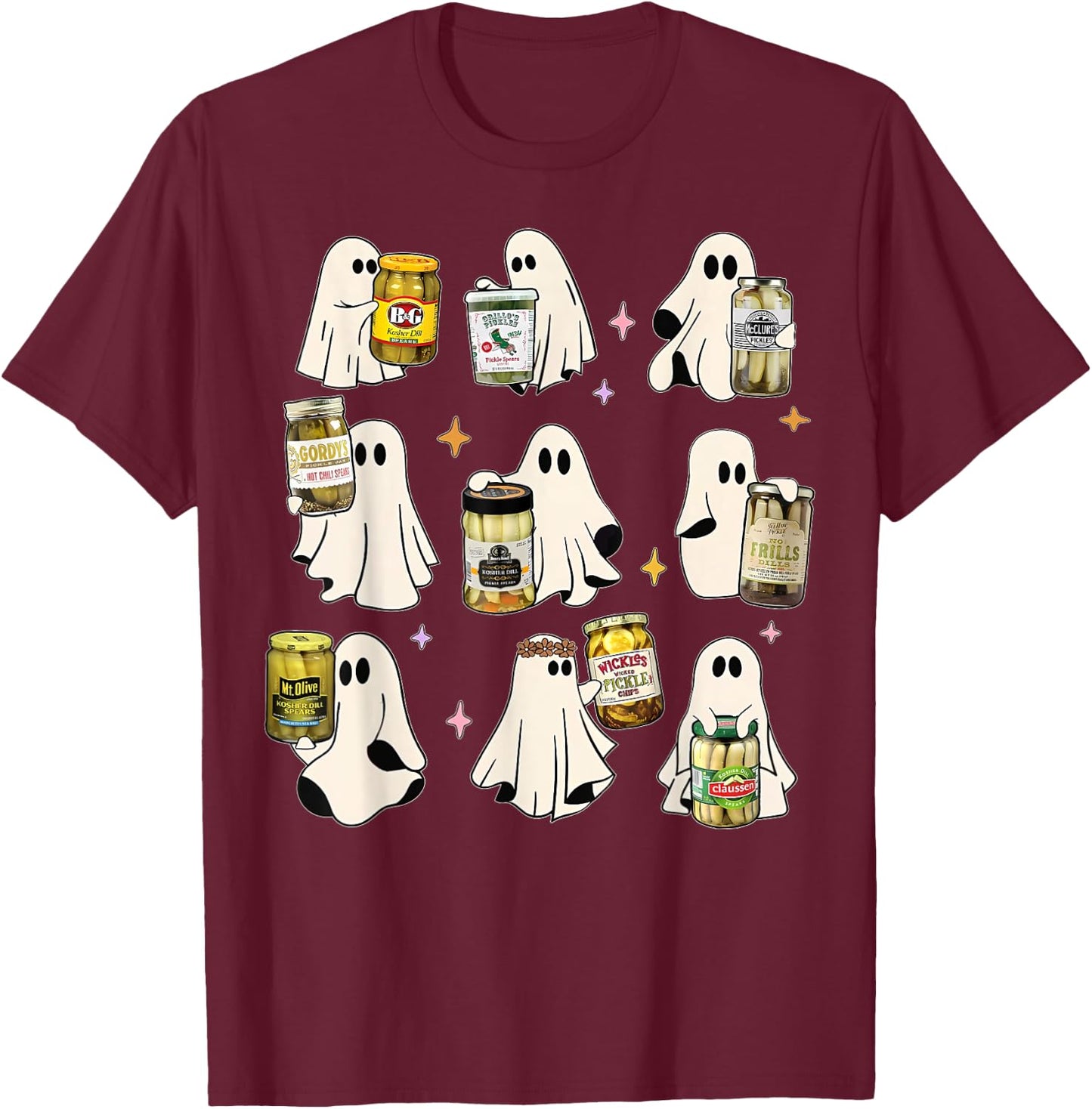 Ghost Canned Pickles Cute Ghost Pickle Jar Canning Season T-Shirt - T-Shirt | Maroon