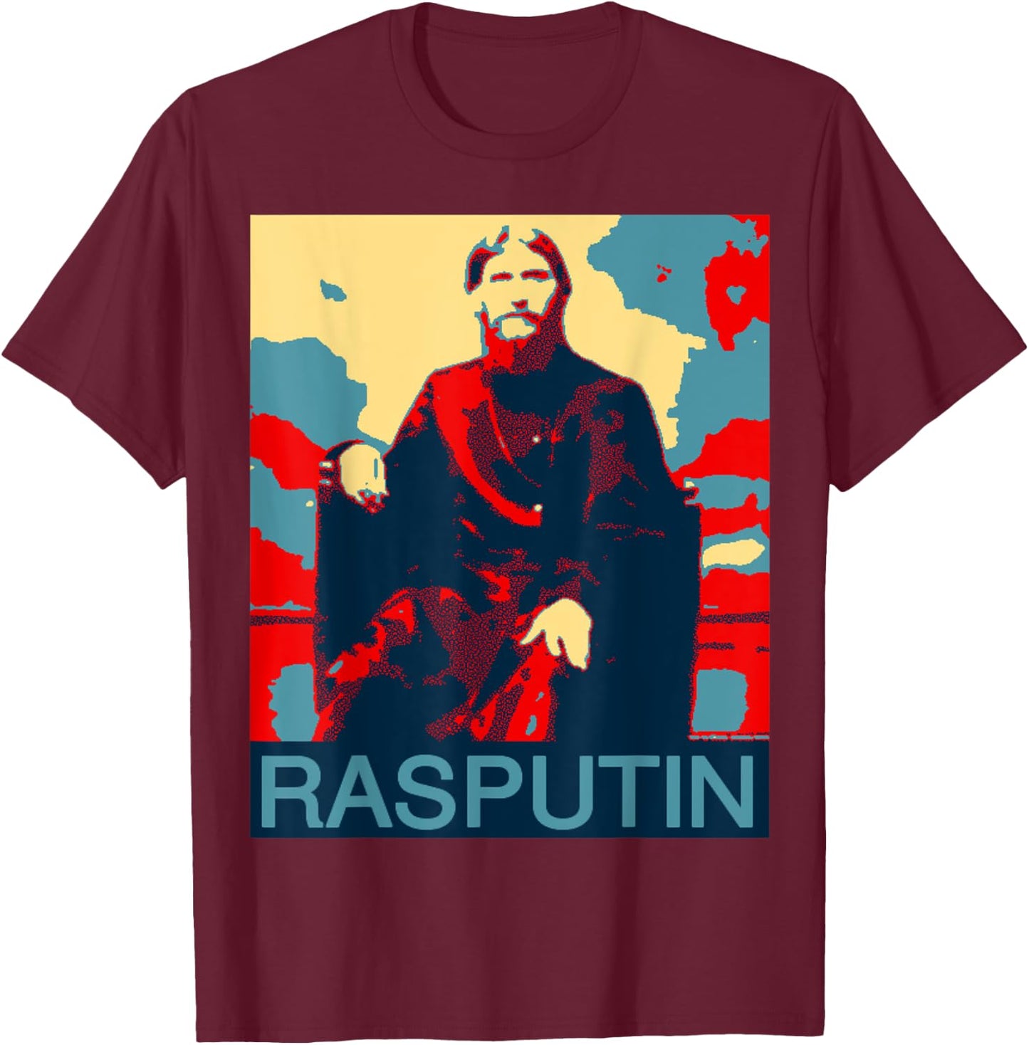 Rasputin Russian Halloween Costume Scary Spooky Poster T-Shirt - T-Shirt | Maroon