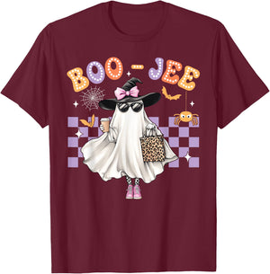 Spooky Season Cute Ghost Funny Halloween Boujee Boo-Jee T-Shirt - T-Shirt | Maroon