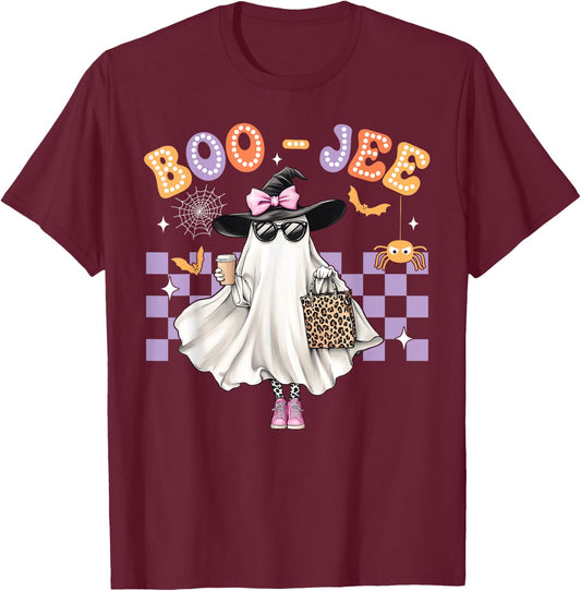 Spooky Season Cute Ghost Funny Halloween Boujee Boo-Jee T-Shirt - T-Shirt | Maroon