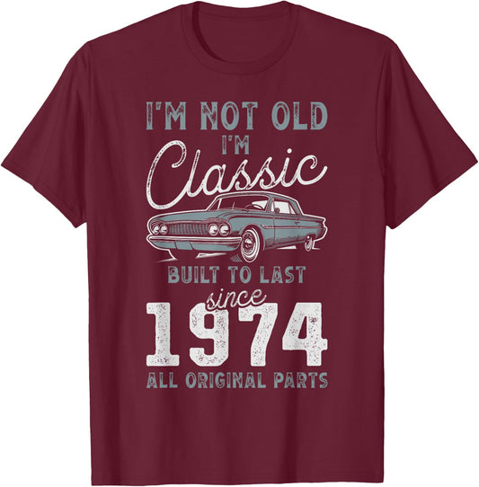 1974 Classic Car 51st Birthday T-Shirt - T-Shirt | Maroon