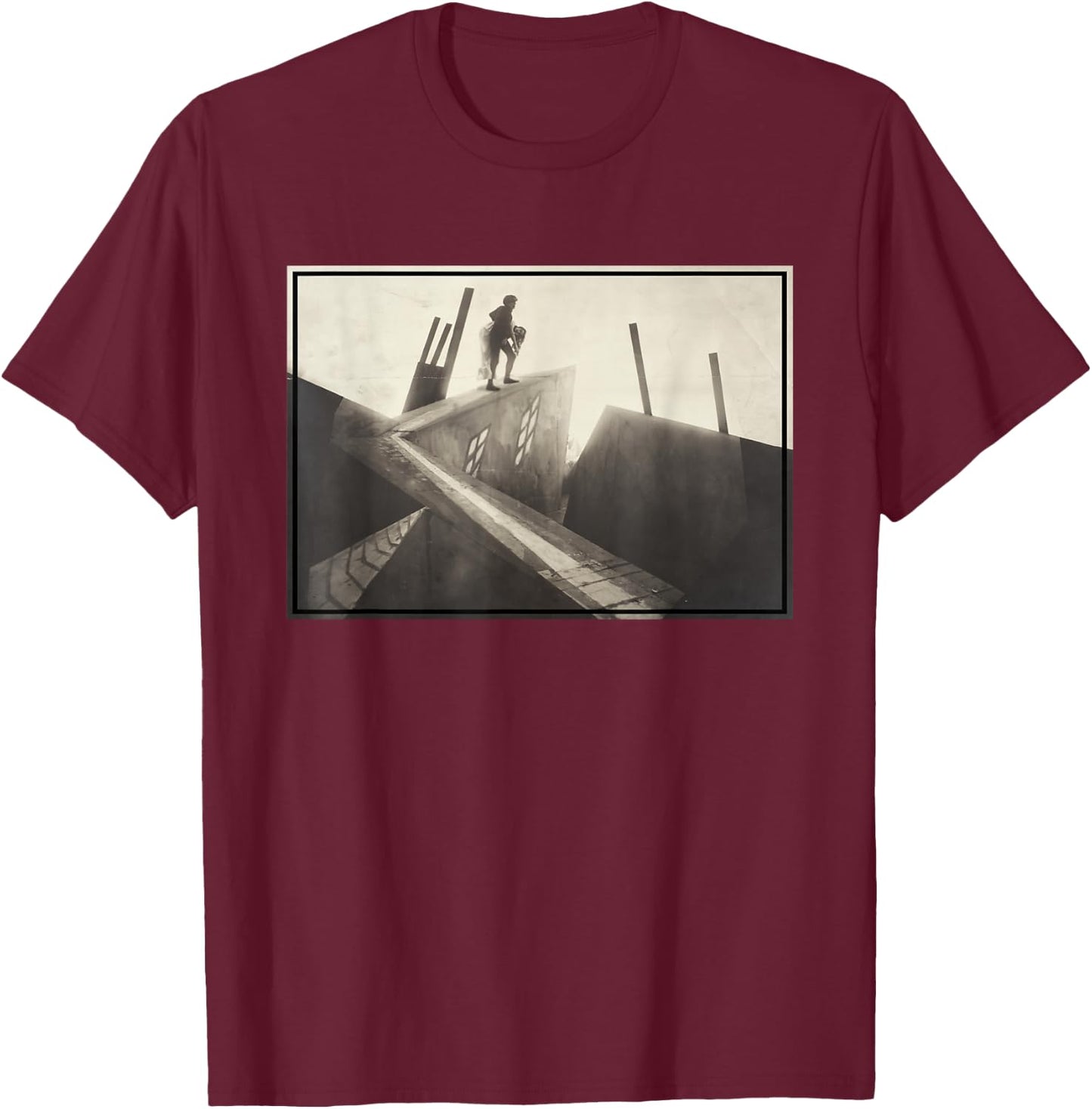 The Cabinet of Dr Caligari - Cesare Carrying Jane Away T-Shirt - T-Shirt | Maroon