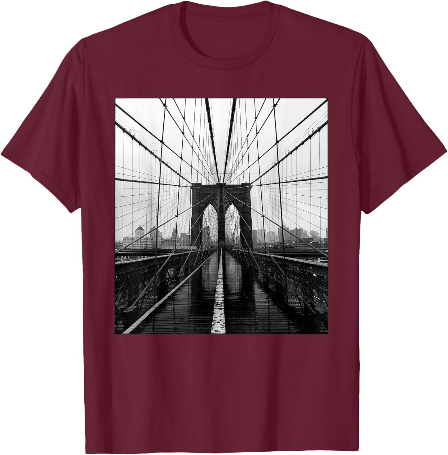 Brooklyn Bridge Photo Art NYC New York City Skyline Brooklyn T-Shirt - T-Shirt | Maroon