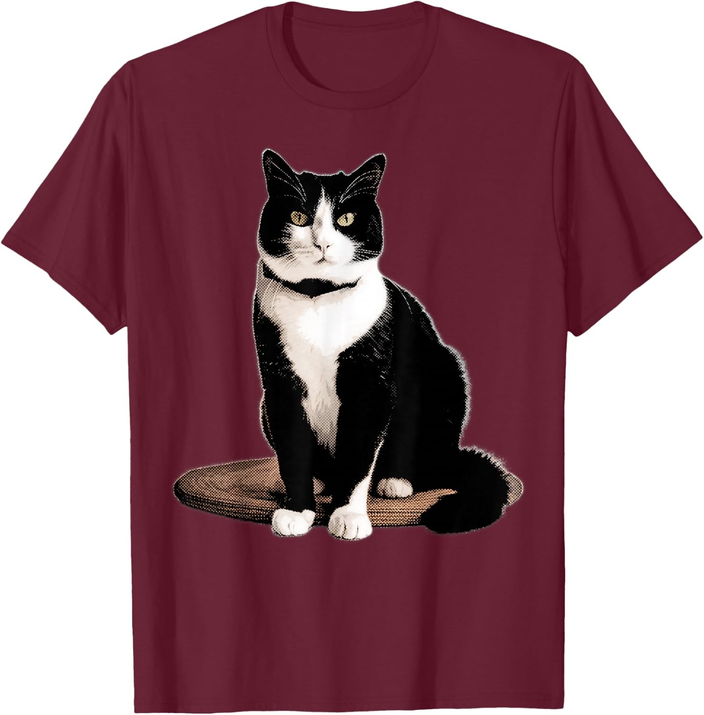 Cat Tuxedo Cat , Women's, Black, Small, Short Sleeve, Classic Fit, Tuxedo Cat Design T-Shirt - T-Shirt | Maroon