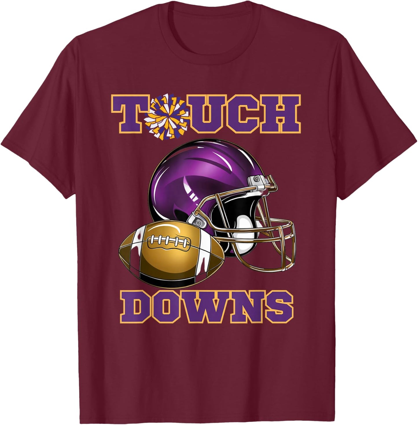 Purple And Gold Football Game Touchdown High School Matching T-Shirt - T-Shirt | Maroon