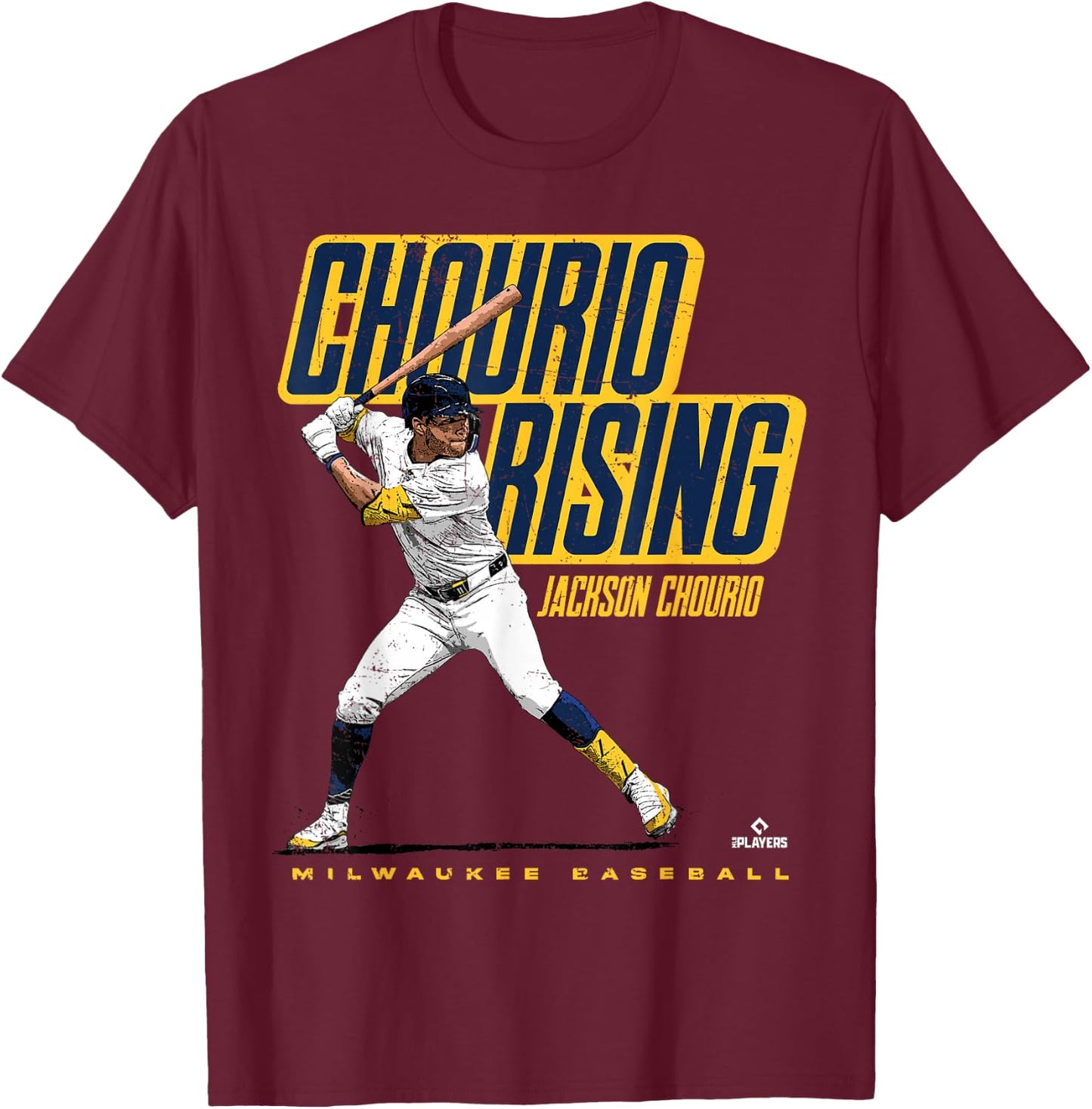 Ballpark MVP Chourio Rising Jackson Chourio Milwaukee MLBPA , Small, Black T-Shirt - T-Shirt | Maroon