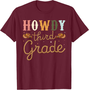3rd Grade Teacher Rodeo Country Western Howdy Third Grade T-Shirt - T-Shirt | Maroon