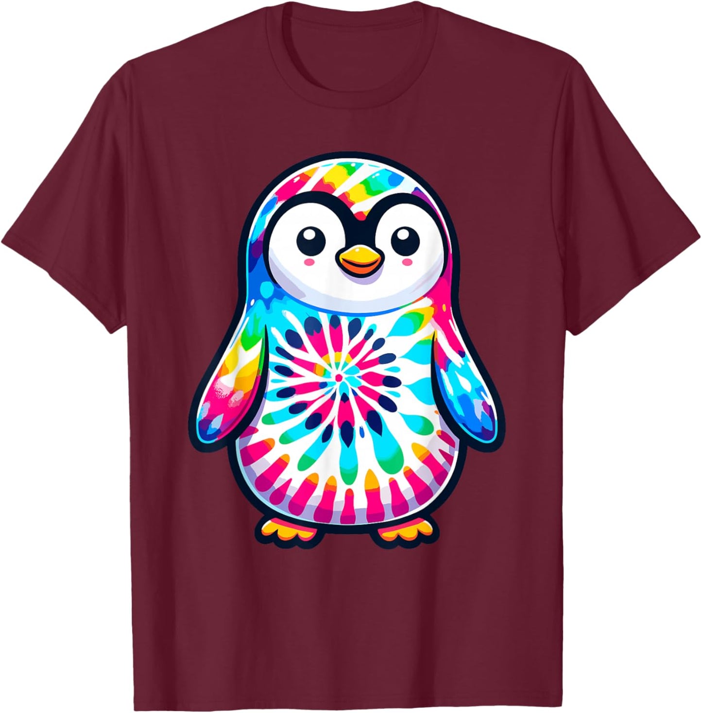 Tie Dye Penguin Lover Shirt Psychedelic Penguin T-Shirt - T-Shirt | Maroon
