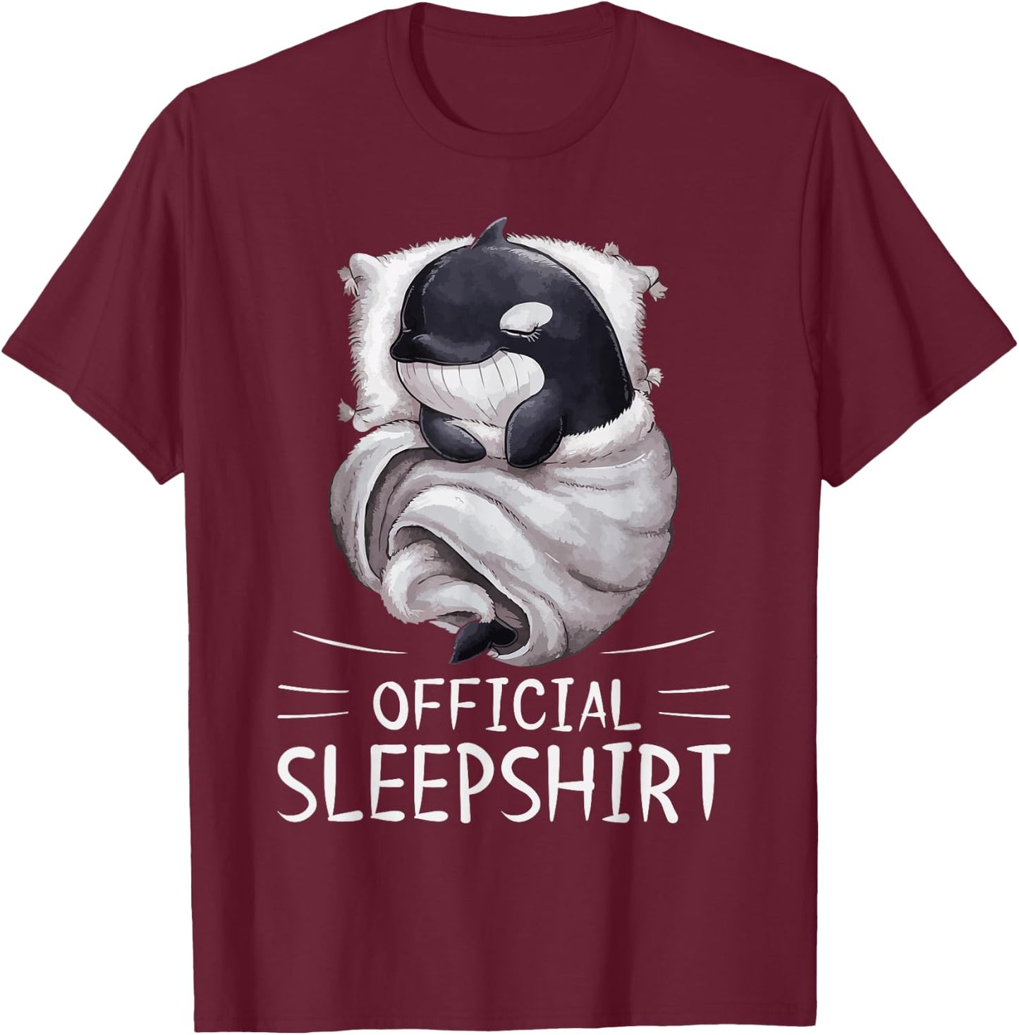 Orca Whale Animal Official Sleepshirt Pajamas Nightgown T-Shirt - T-Shirt | Maroon