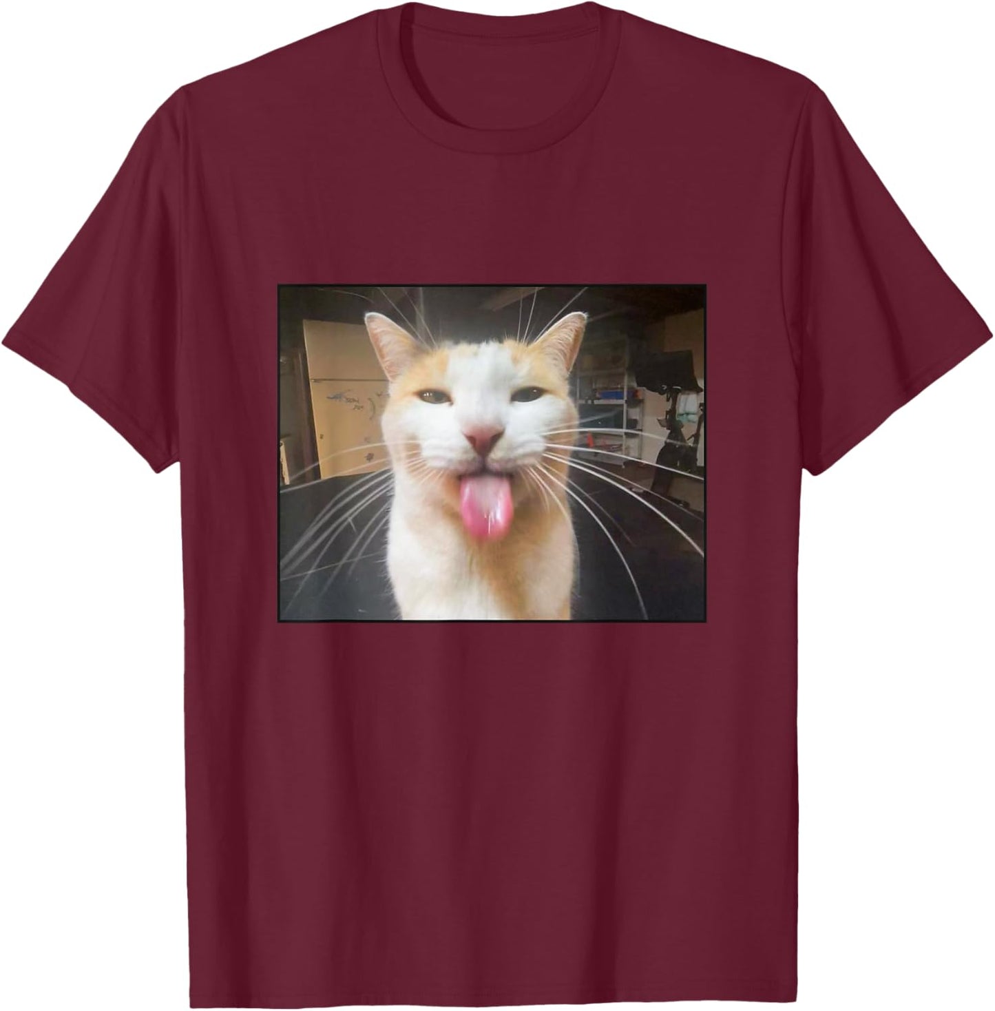 Silly Bleh Cat Meme T-Shirt - T-Shirt | Maroon