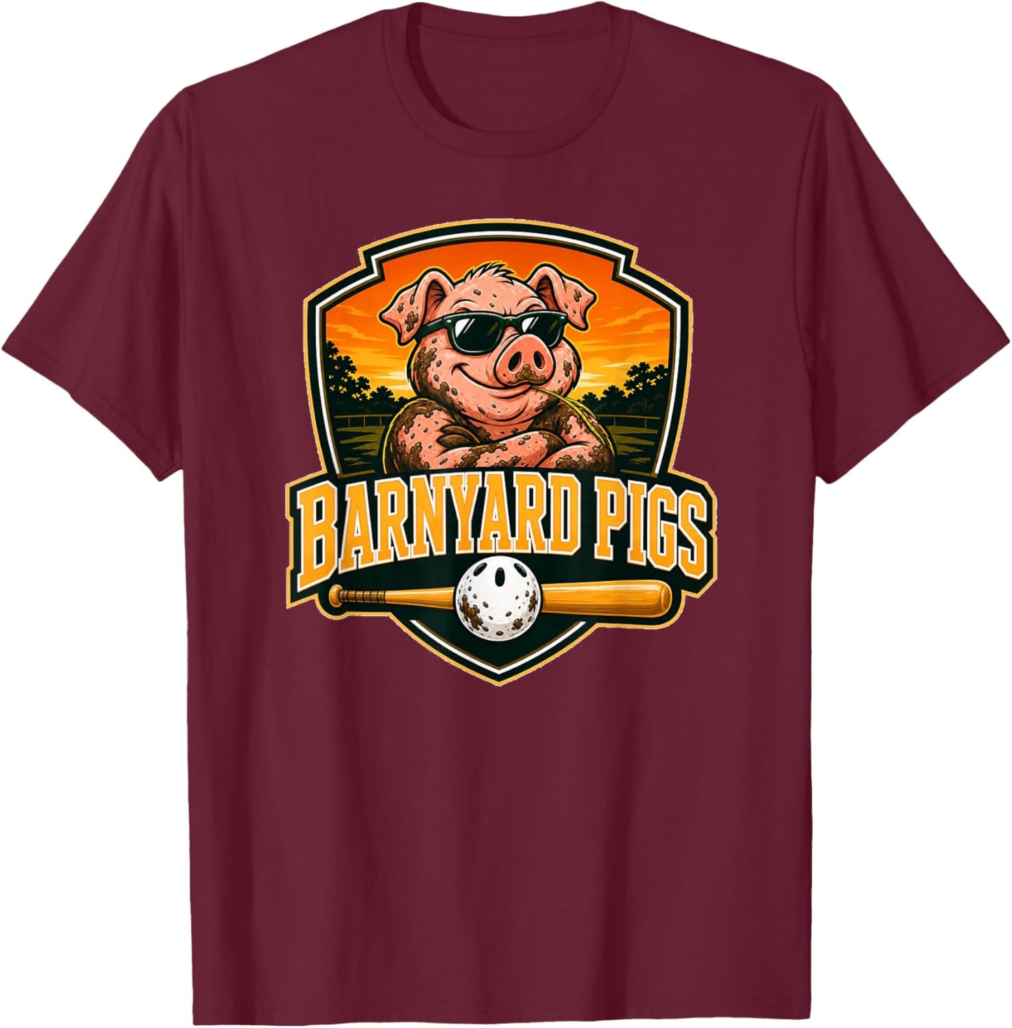Barnyard Pigs T-Shirt - T-Shirt | Maroon