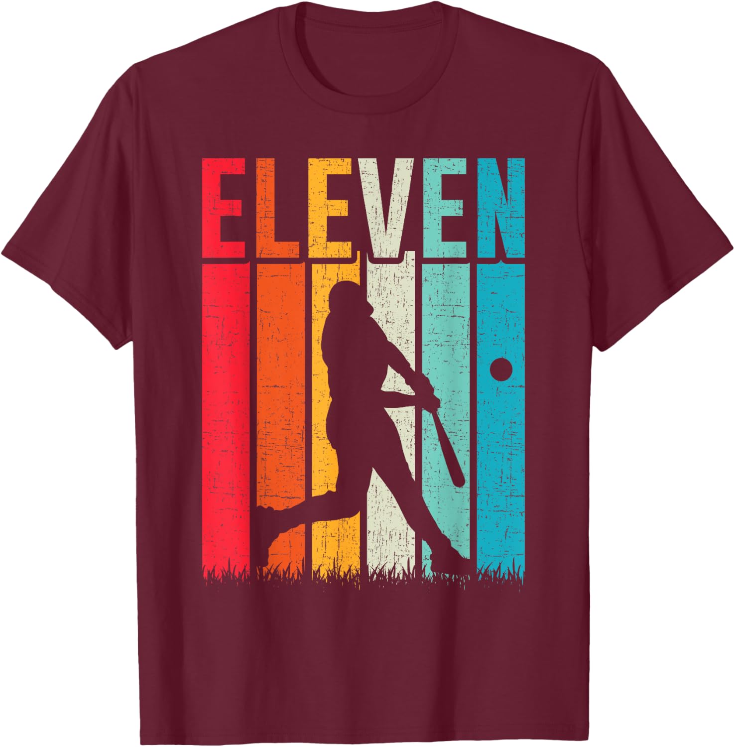 11th Birthday Retro Baseball 11 Years Old Boy Girl T-Shirt - T-Shirt | Maroon