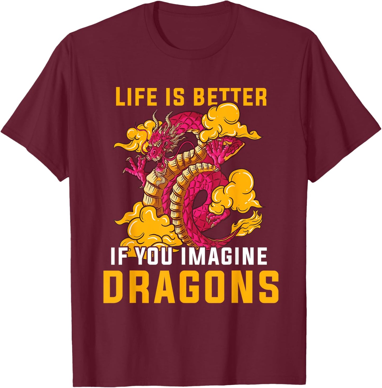 Dragon Creature Fire Fantasy Creature Magic Japanese T-Shirt - T-Shirt | Maroon